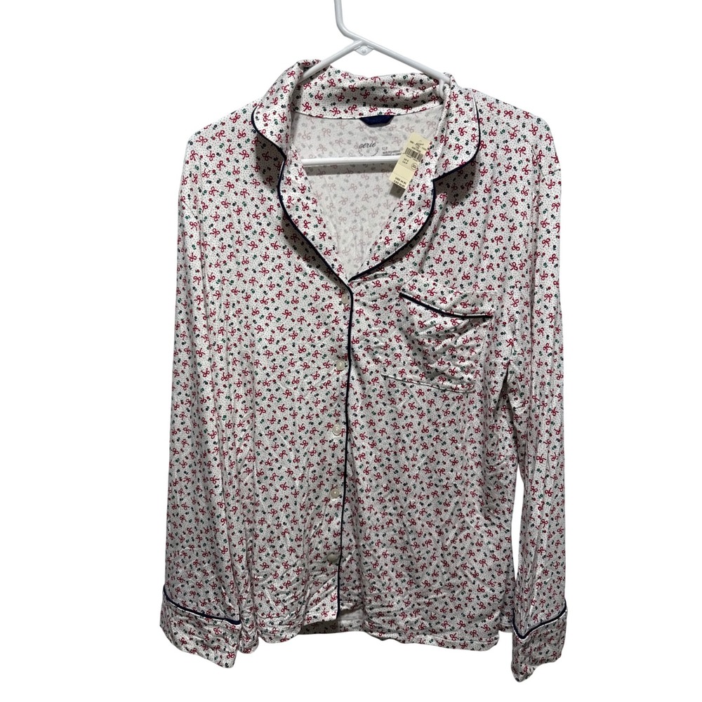NEW Aerie Pajama Top Women's Small Christmas Long Sleeve Button Up top
